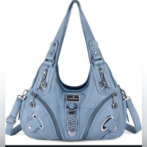 Angel Kiss Hobo Shoulder Handbag Purse Blue